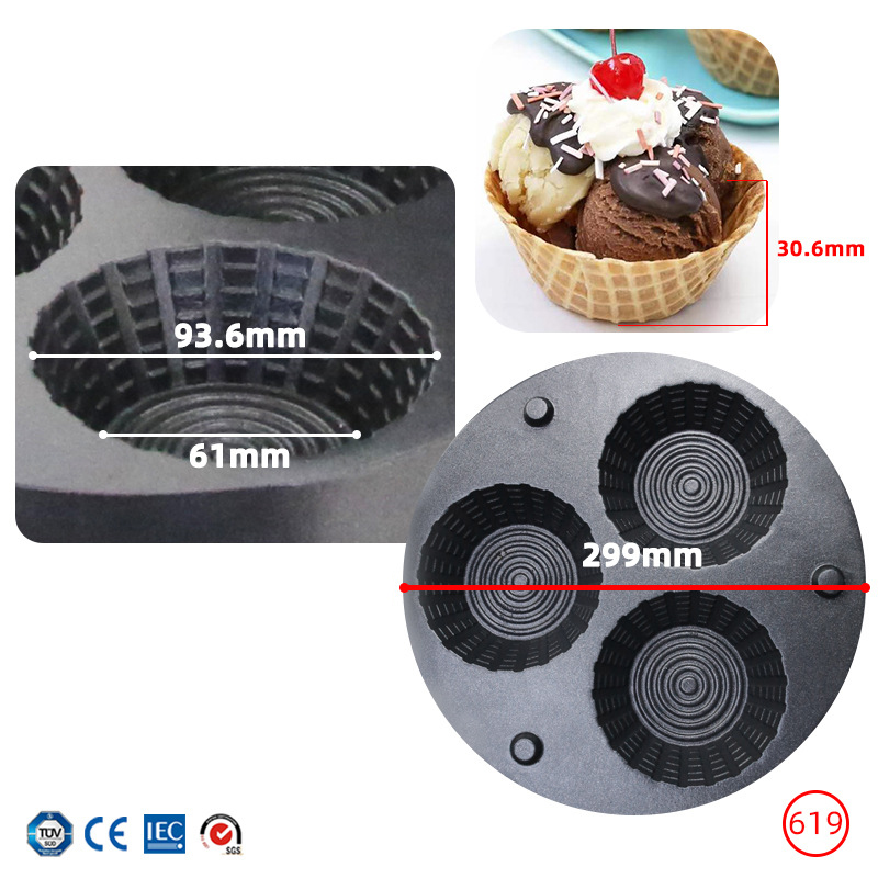Commercial Triple-Hole Ice Cre - đánh giá và giá Mini Waffle Maker Machine