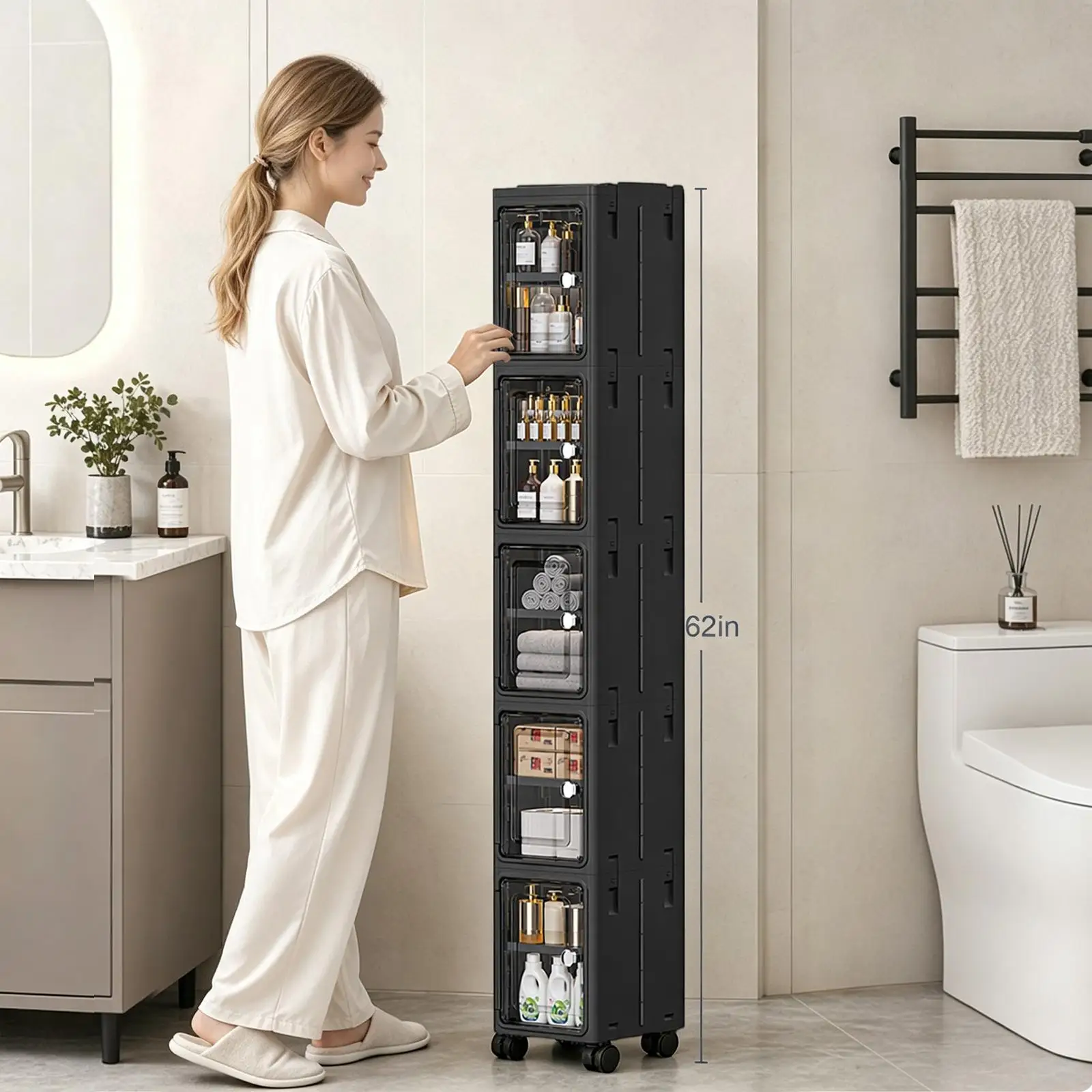 5-Tier Black Slim Narrow Rolli - đánh giá và giá Laundry