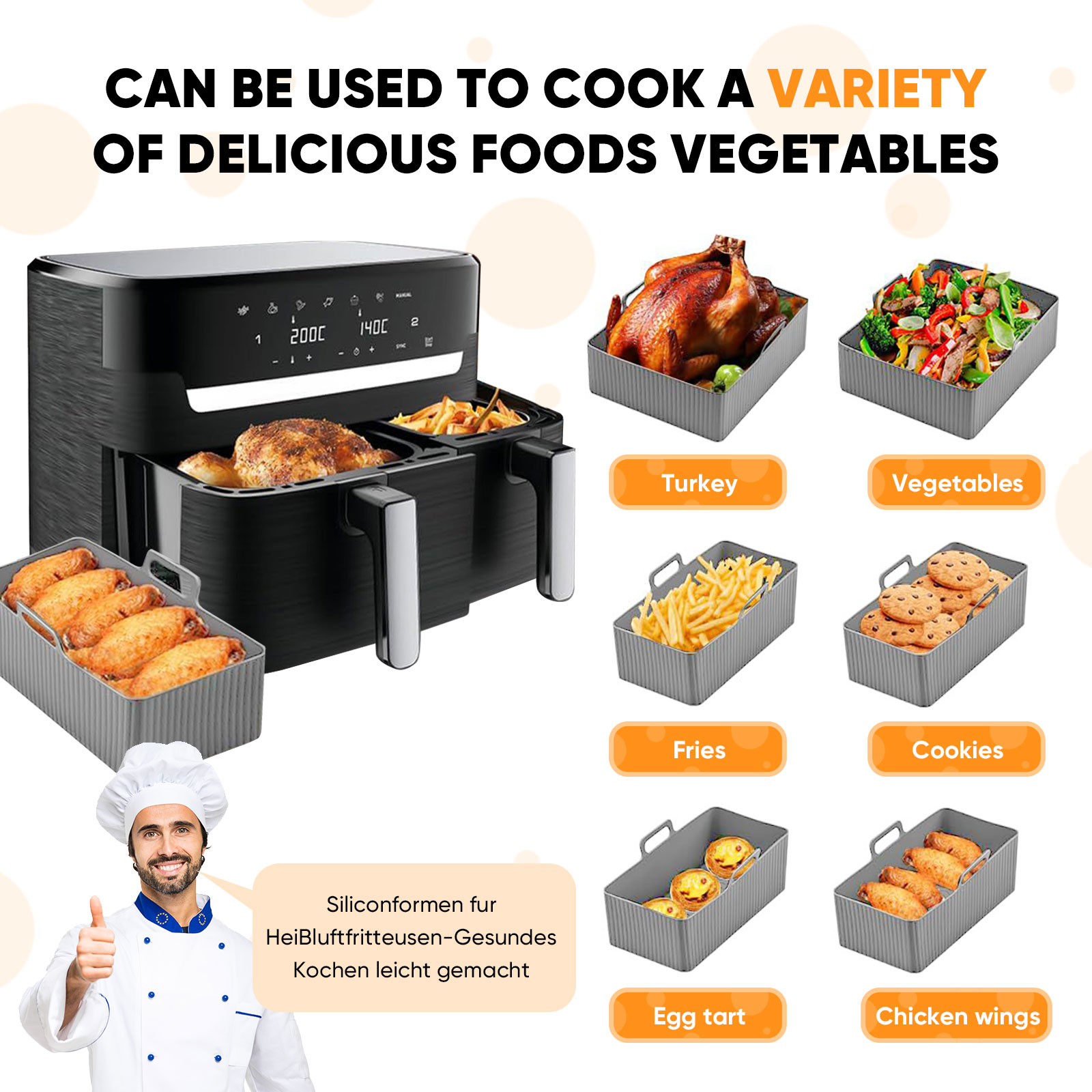 2pcs Set Silicone Air Fryer Ma - đánh giá và giá Air Fryer Silicone Pot Liner